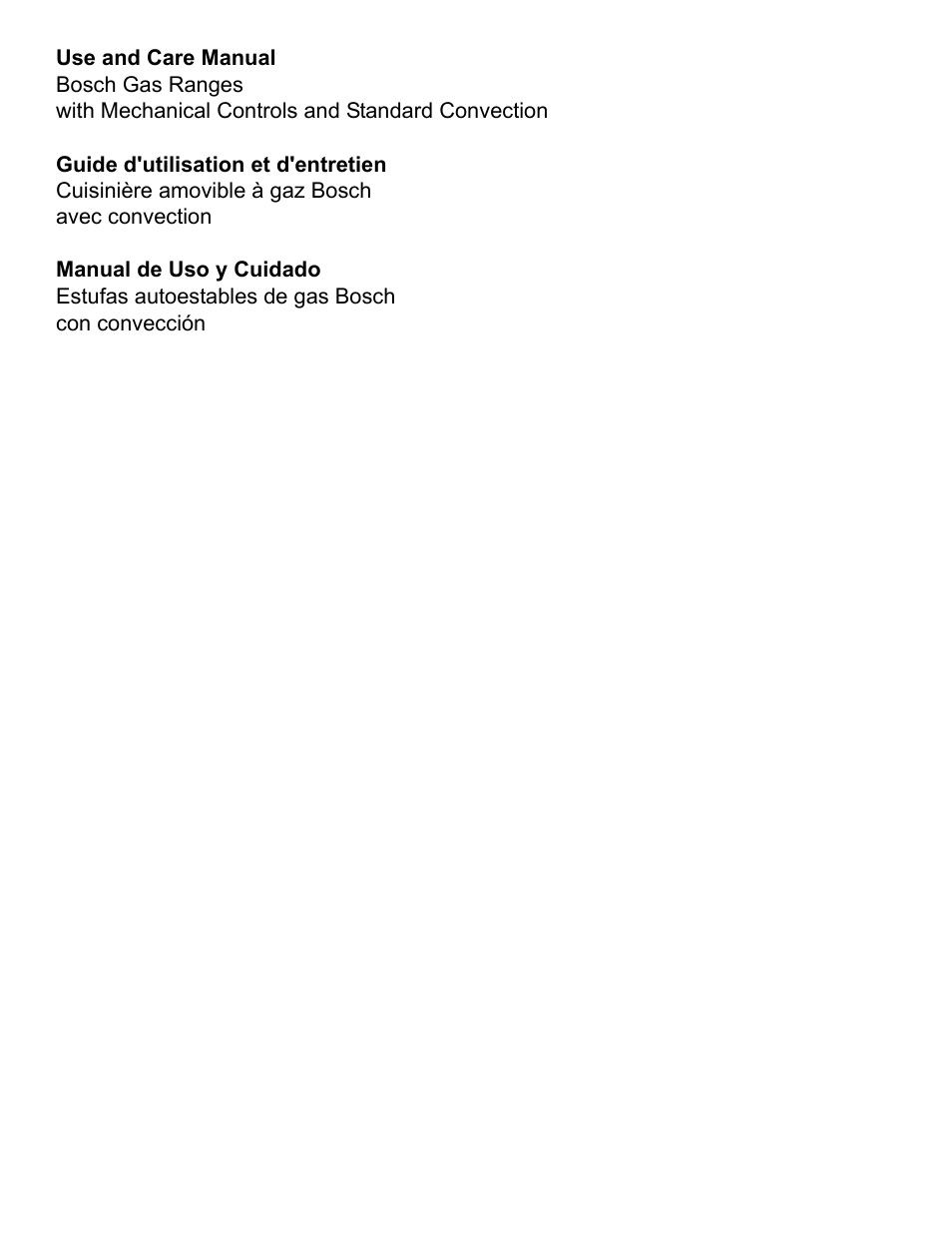 Bosch BOSCH GAS RANGE User Manual | 112 pages