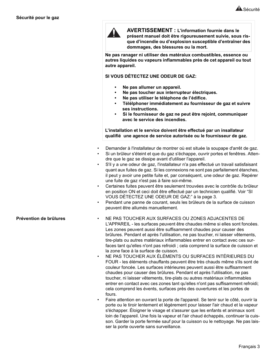 Sécurité pour le gaz, Prévention de brûlures | Bosch BOSCH GAS RANGE User Manual | Page 39 / 112