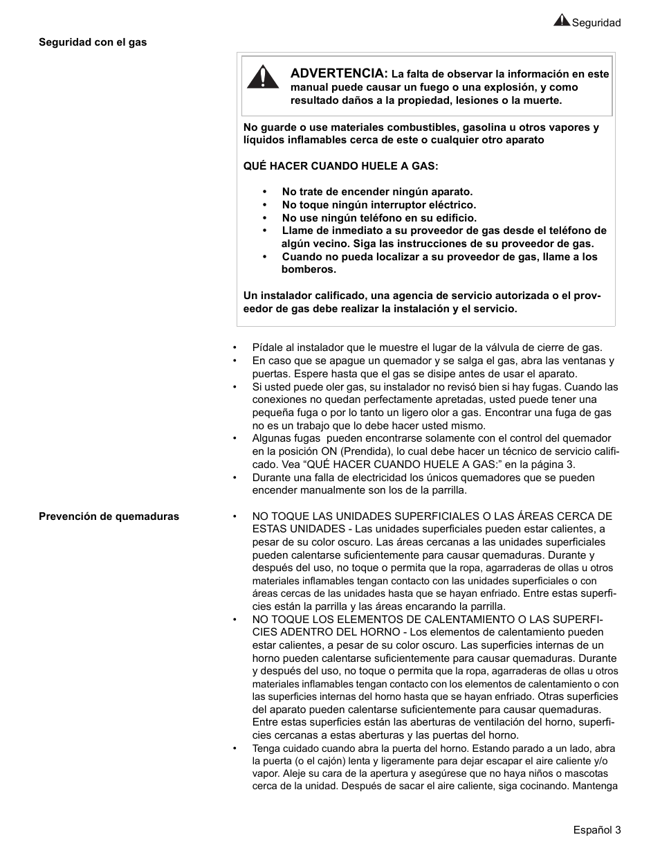 Seguridad con el gas, Prevención de quemaduras | Bosch BOSCH GAS RANGE User Manual | Page 75 / 112