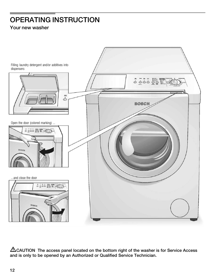 Operating instruction | Bosch WFMC8400UC User Manual | Page 12 / 96