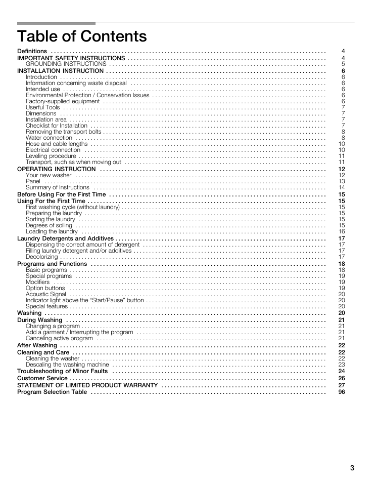 Bosch WFMC8400UC User Manual | Page 3 / 96