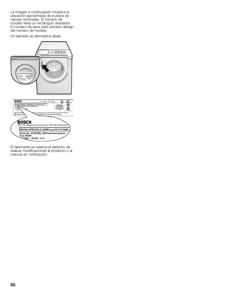 Bosch WFMC8400UC User Manual | Page 86 / 96