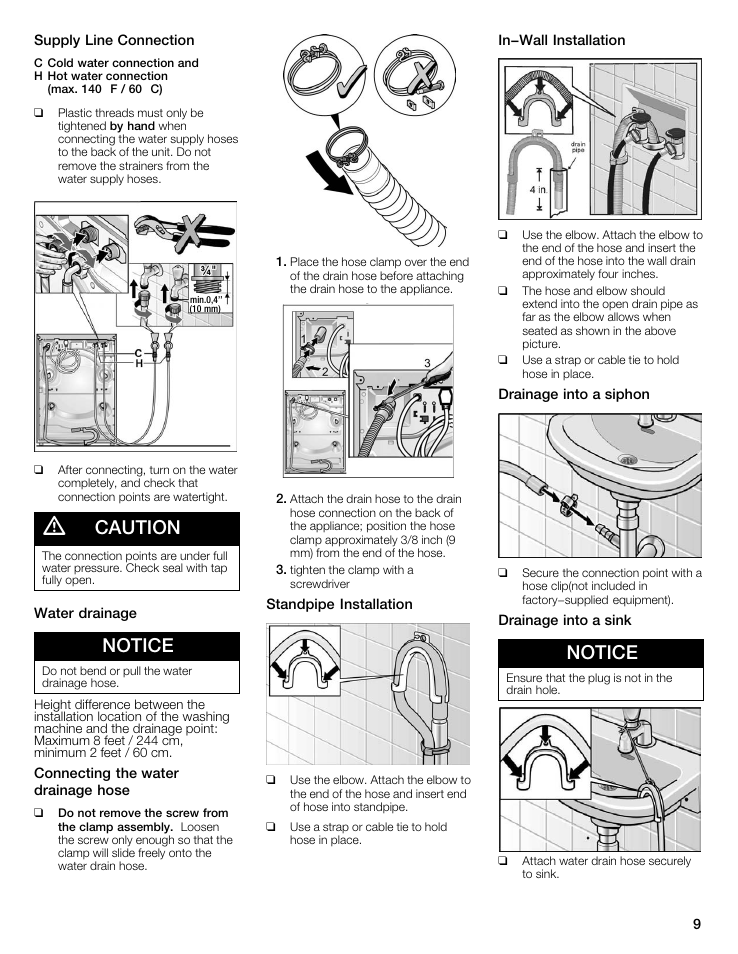 Caution, Notice | Bosch WFMC8400UC User Manual | Page 9 / 96