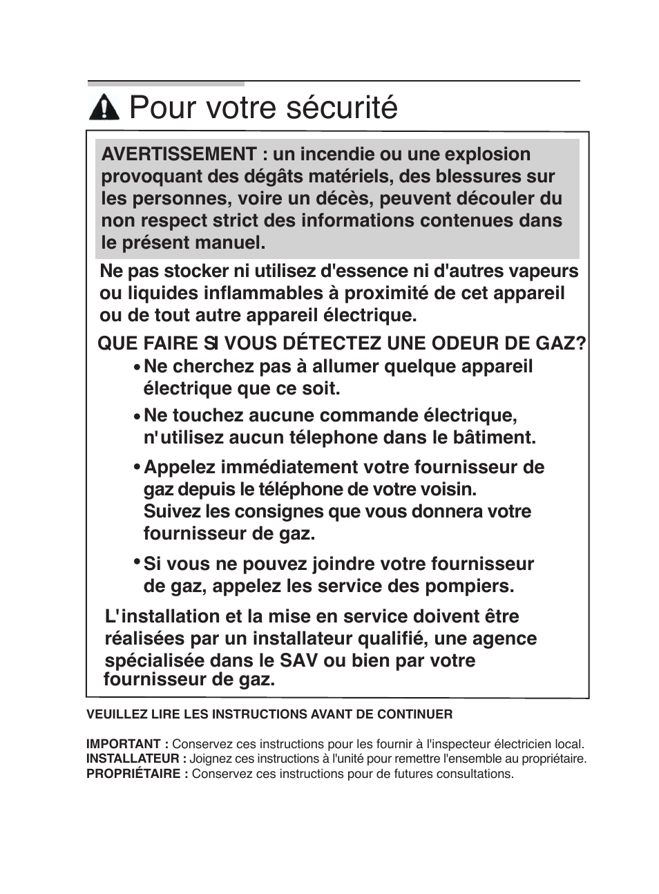 Pour votre sécurité | Bosch PGL985UC User Manual | Page 26 / 65