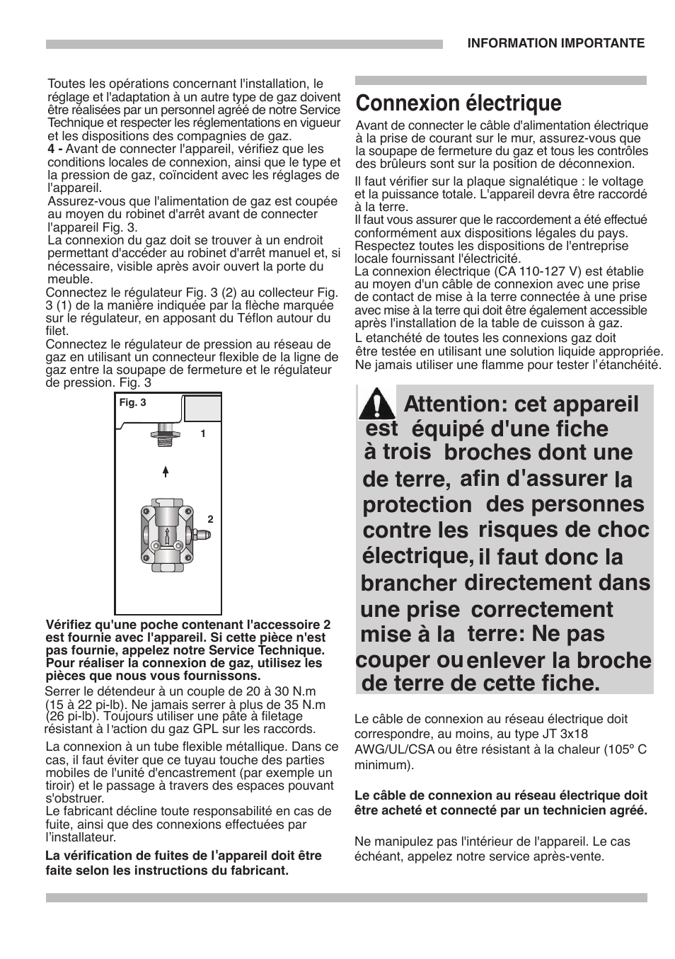 Connexion électrique | Bosch PGL985UC User Manual | Page 41 / 65