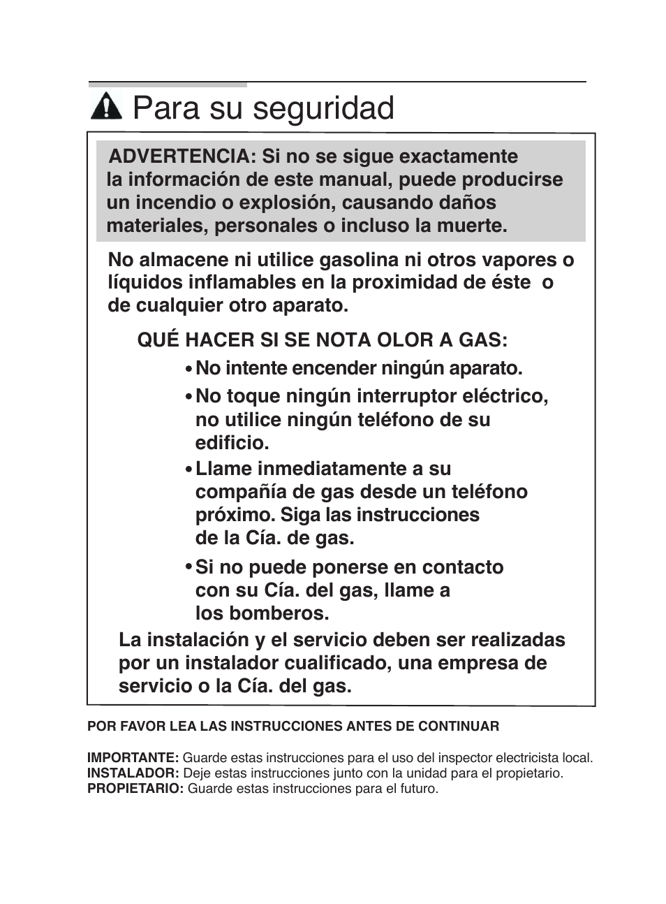 Para su seguridad | Bosch PGL985UC User Manual | Page 47 / 65