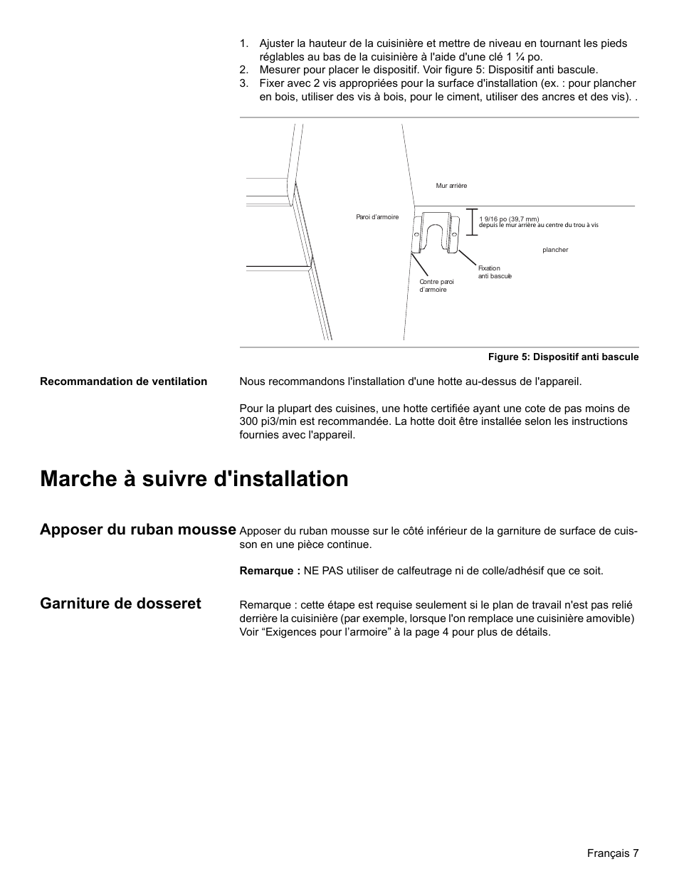 Recommandation de ventilation, Marche à suivre d'installation, Apposer du ruban mousse | Garniture de dosseret | Bosch BOSCH OVEN User Manual | Page 27 / 56