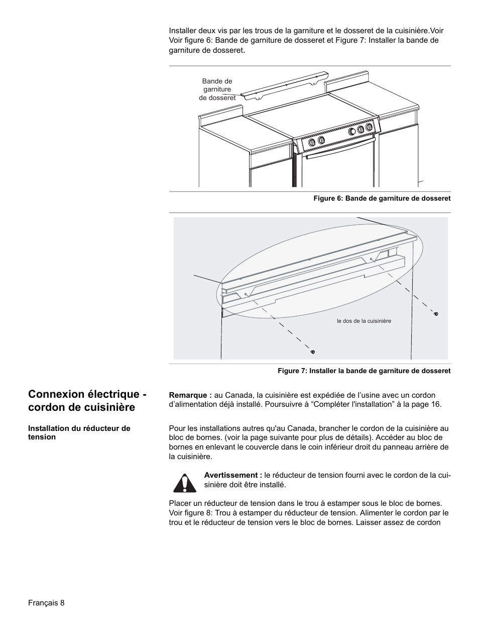 Connexion électrique - cordon de cuisinière, Installation du réducteur de tension | Bosch BOSCH OVEN User Manual | Page 28 / 56