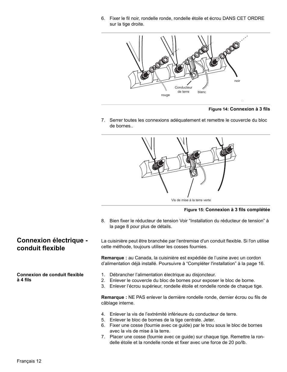 Connexion électrique - conduit flexible, Connexion de conduit flexible à 4 fils | Bosch BOSCH OVEN User Manual | Page 32 / 56