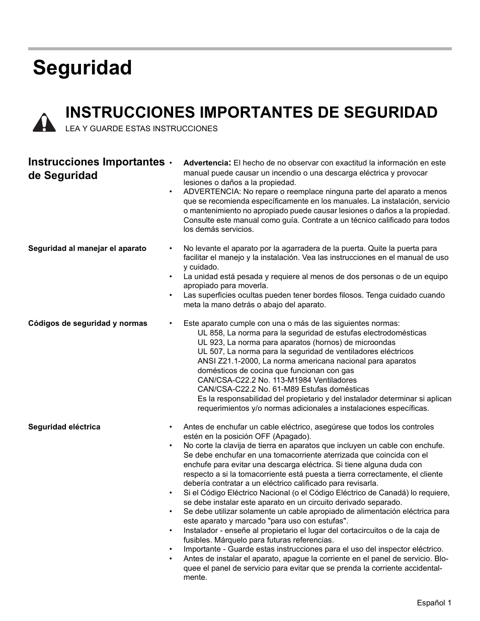 Instrucciones importantes de seguridad, Seguridad al manejar el aparato, Códigos de seguridad y normas | Seguridad eléctrica, Seguridad | Bosch BOSCH OVEN User Manual | Page 39 / 56
