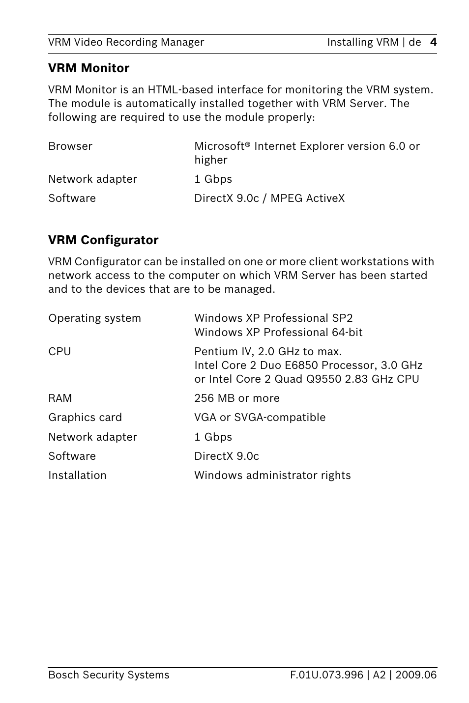 Vrm monitor, Vrm configurator | Bosch 2 User Manual | Page 6 / 16