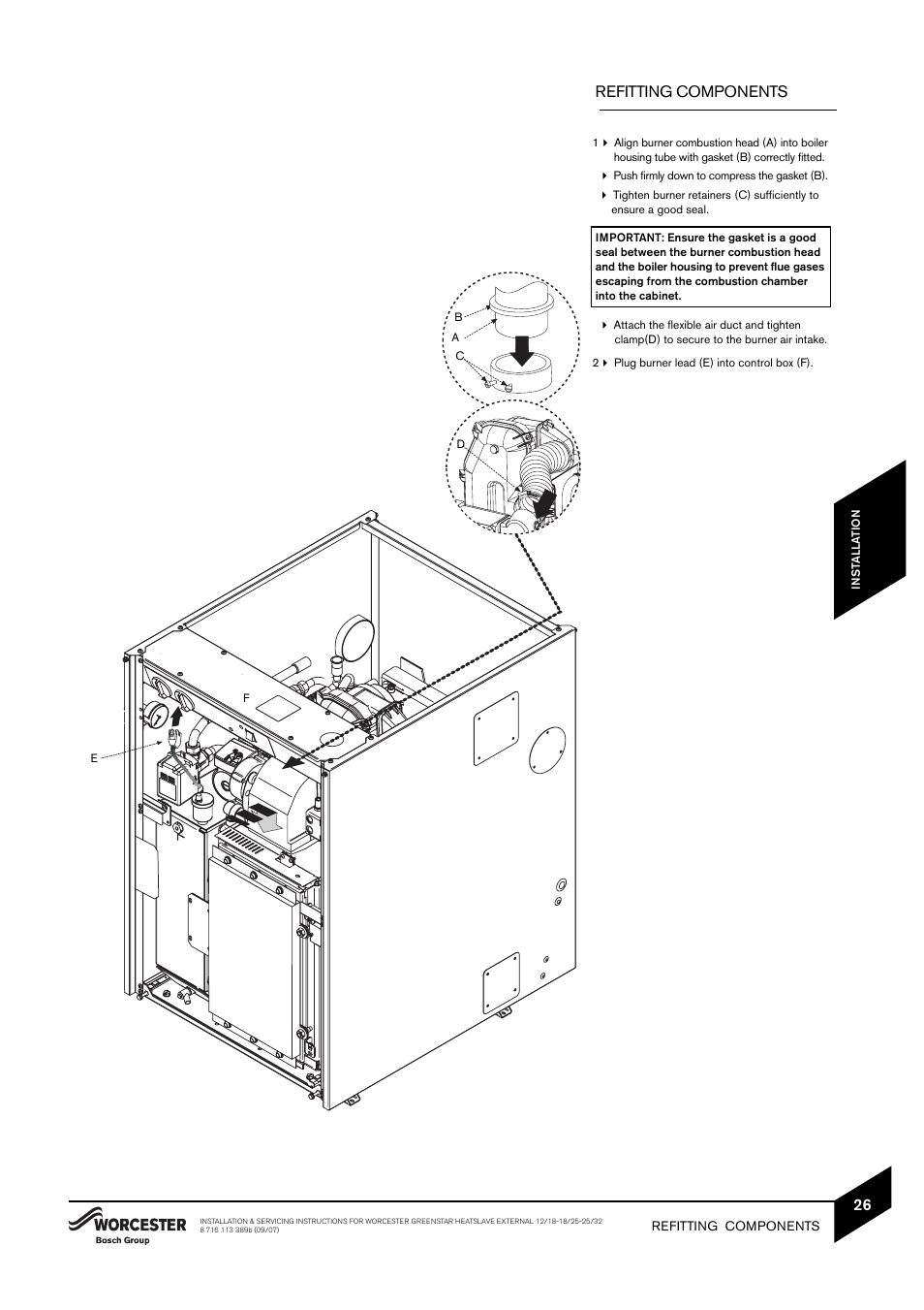 Refitting components | Bosch 25/32kW User Manual | Page 27 / 52