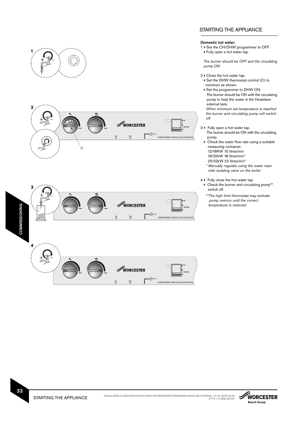 Starting the appliance | Bosch 25/32kW User Manual | Page 34 / 52