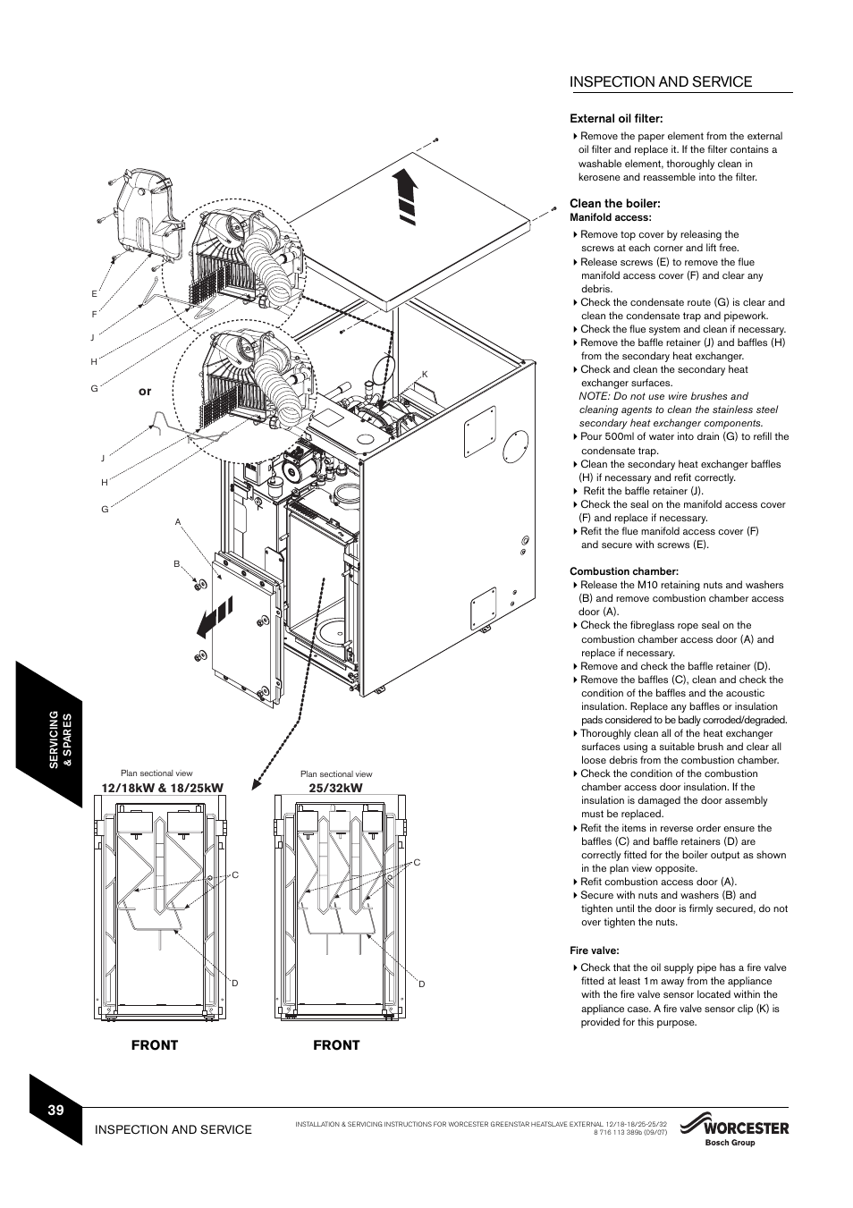 Inspection and service | Bosch 25/32kW User Manual | Page 40 / 52