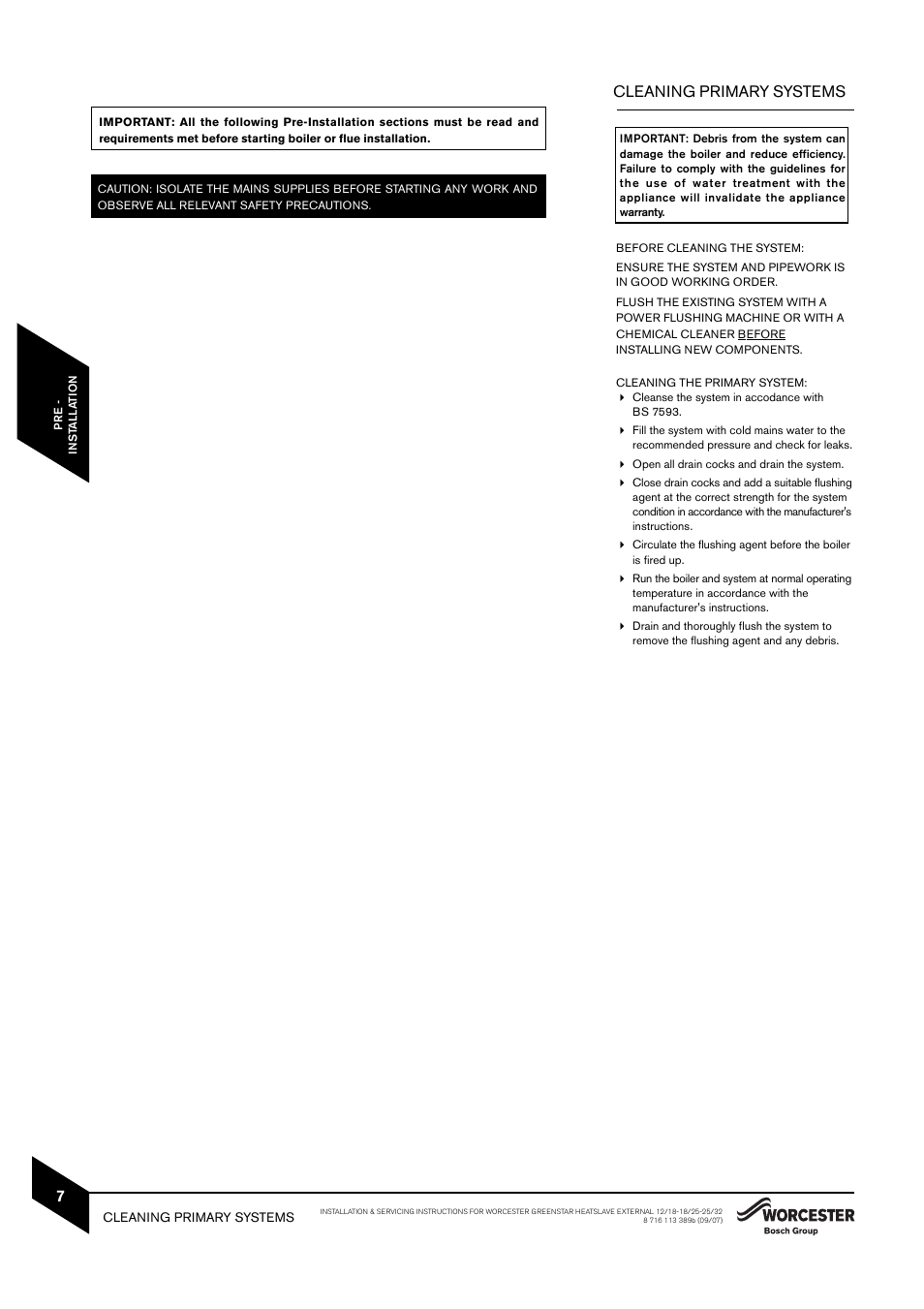 Cleaning primary systems | Bosch 25/32kW User Manual | Page 8 / 52