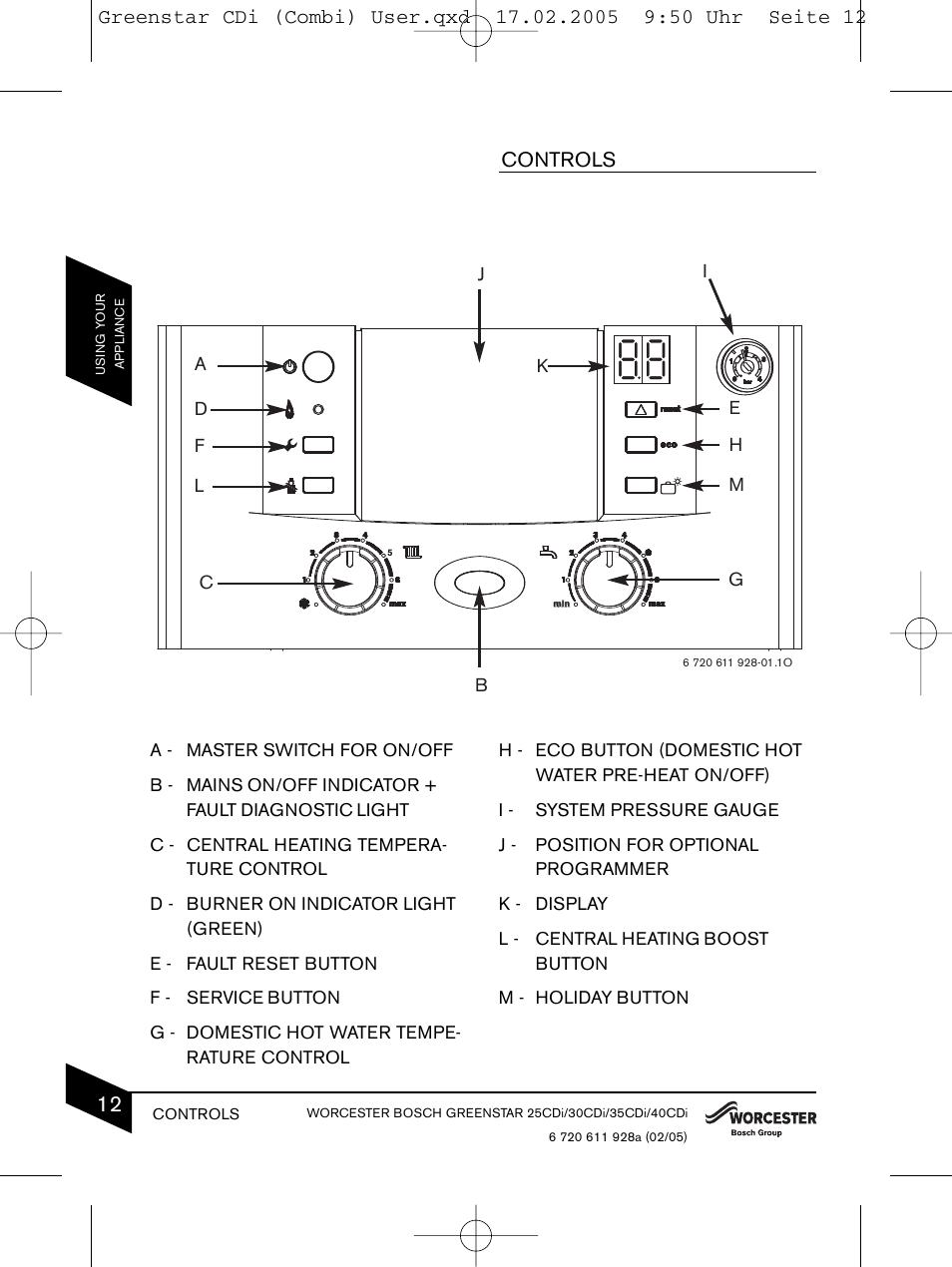 Controls | Bosch GREENSTAR CDI C13 User Manual | Page 12 / 24