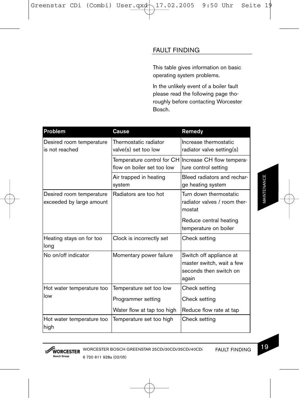 Bosch GREENSTAR CDI C13 User Manual | Page 19 / 24