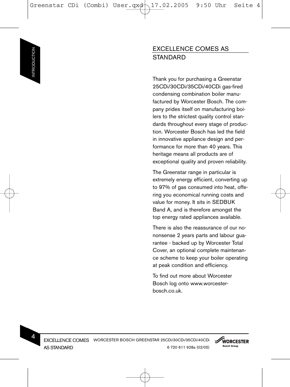 Excellence comes as standard | Bosch GREENSTAR CDI C13 User Manual | Page 4 / 24