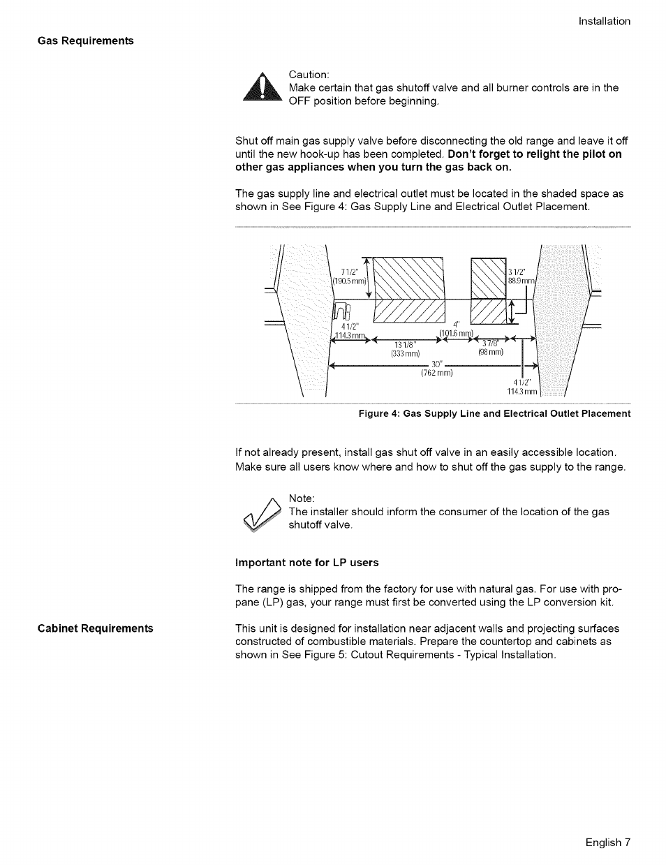 Gas requirements, Important note for lp users | Bosch L0609466 User Manual | Page 9 / 26