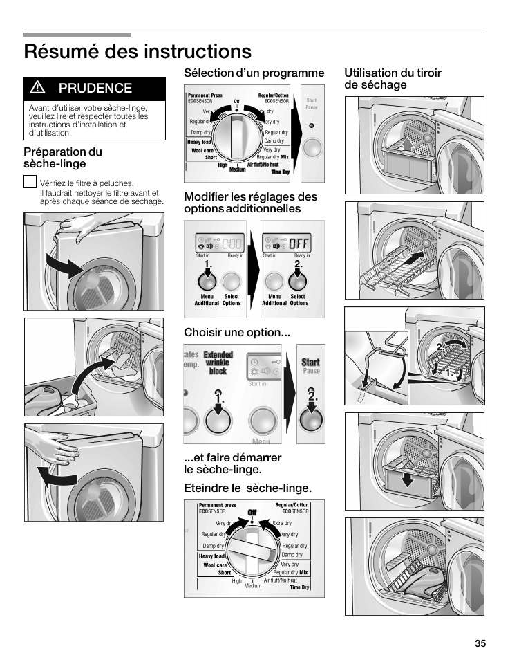Résumé des instructions, A prudence | Bosch WTMC8321US/CN User Manual | Page 35 / 72