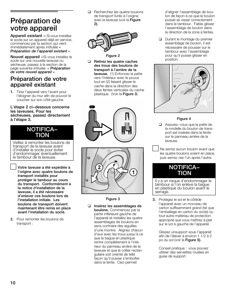 Préparation de votre appareil, Préparation de votre appareil existant, Notifica- tion | Bosch WTZ 1295P User Manual | Page 10 / 24