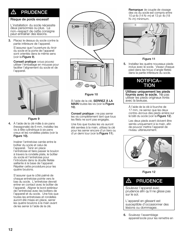 Prudence, Notifica- tion | Bosch WTZ 1295P User Manual | Page 12 / 24