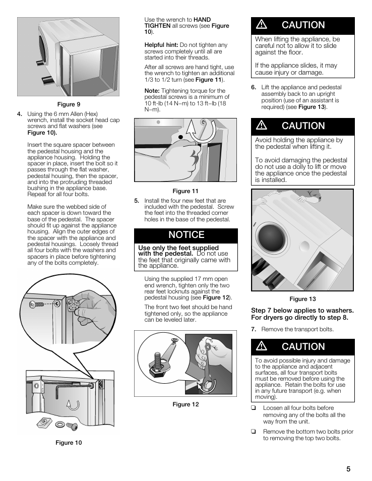 Notice, Caution | Bosch WTZ 1295P User Manual | Page 5 / 24