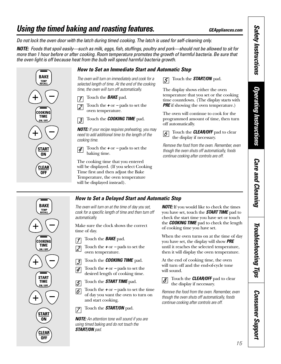 Timed baking and roasting, Using the timed baking and roasting features | Bosch JBP80 User Manual | Page 15 / 32