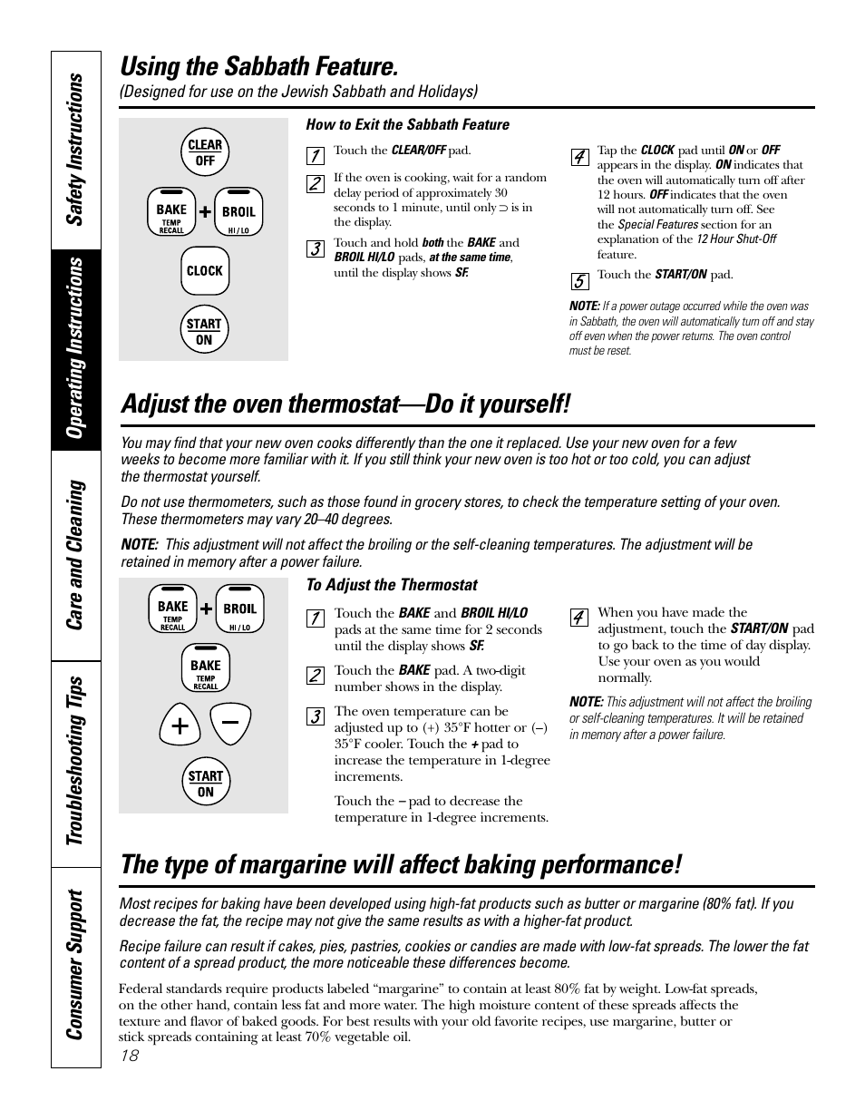 Thermostat, Adjust the oven thermostat—do it yourself, Using the sabbath feature | Bosch JBP80 User Manual | Page 18 / 32