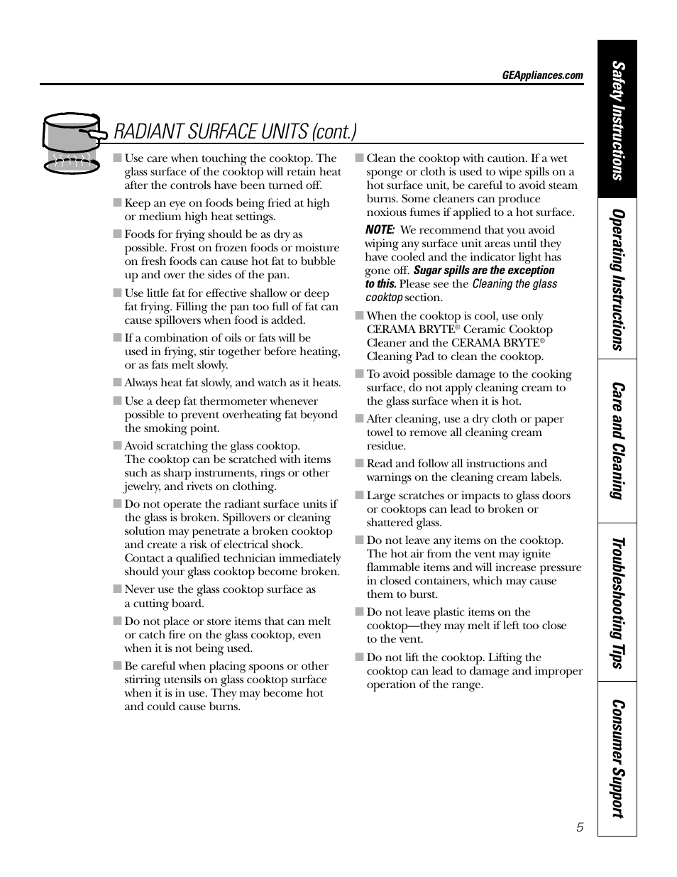 Radiant surface units (cont.) | Bosch JBP80 User Manual | Page 5 / 32