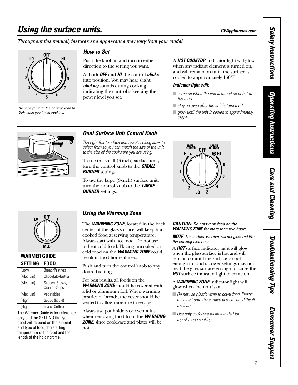 Surface units, Surface units –9, Using the surface units | Bosch JBP80 User Manual | Page 7 / 32