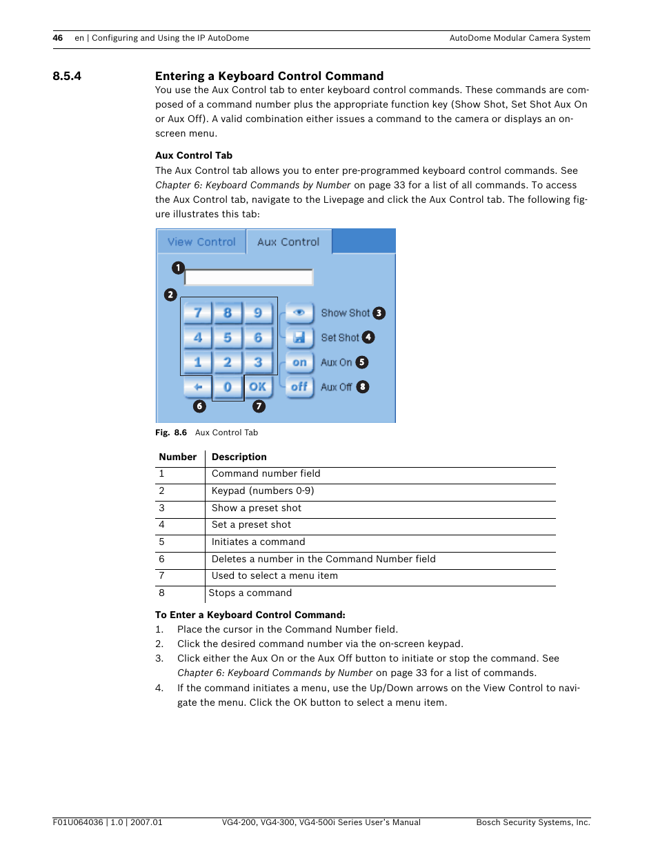 4 entering a keyboard control command | Bosch VG4-200 User Manual | Page 50 / 76