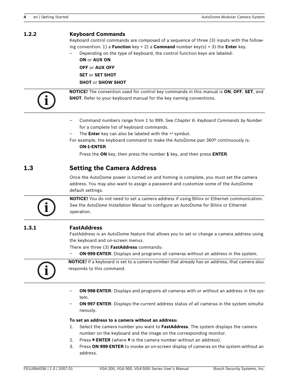 3 setting the camera address | Bosch VG4-200 User Manual | Page 8 / 76