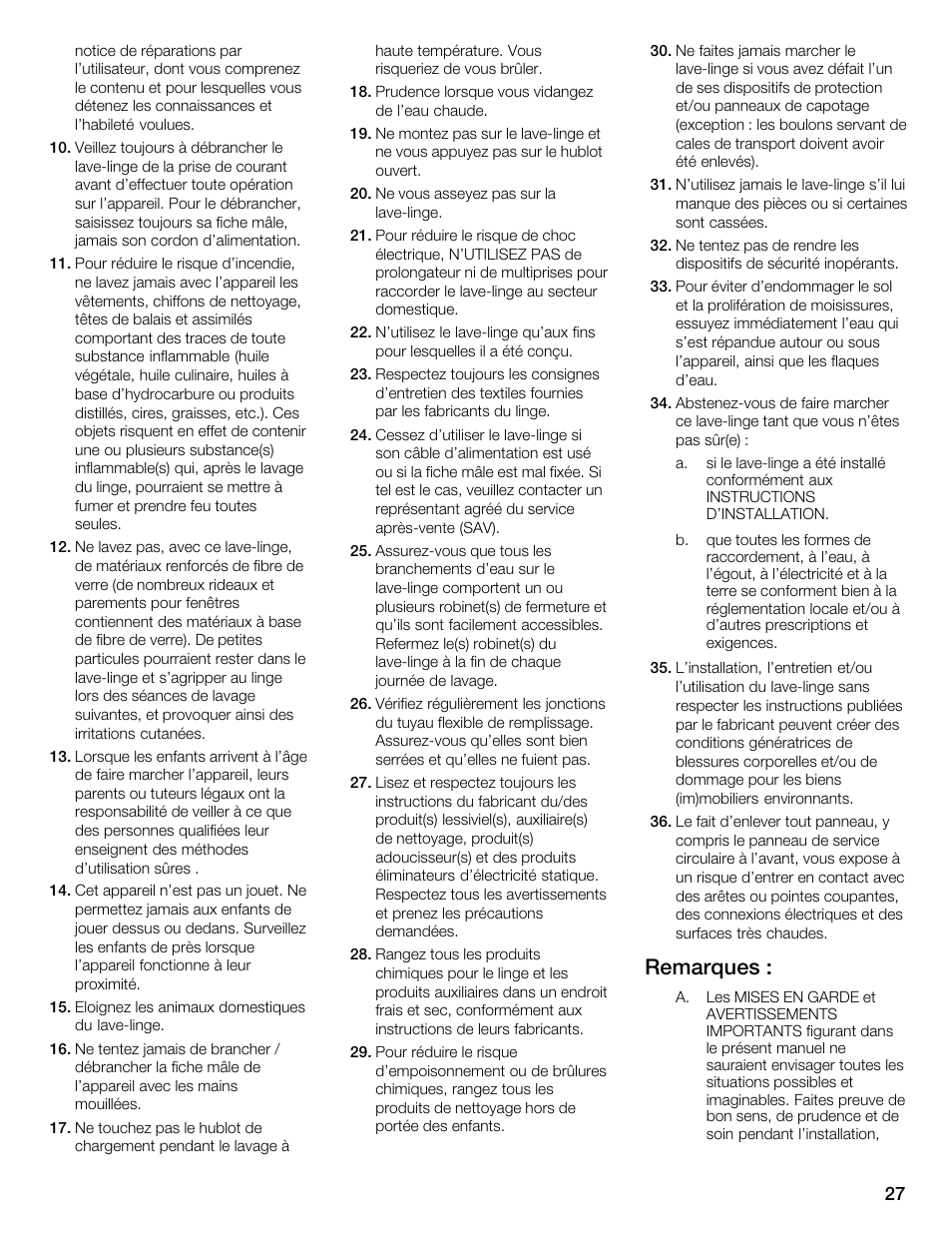 Remarques | Bosch WFMC1001UC User Manual | Page 27 / 80