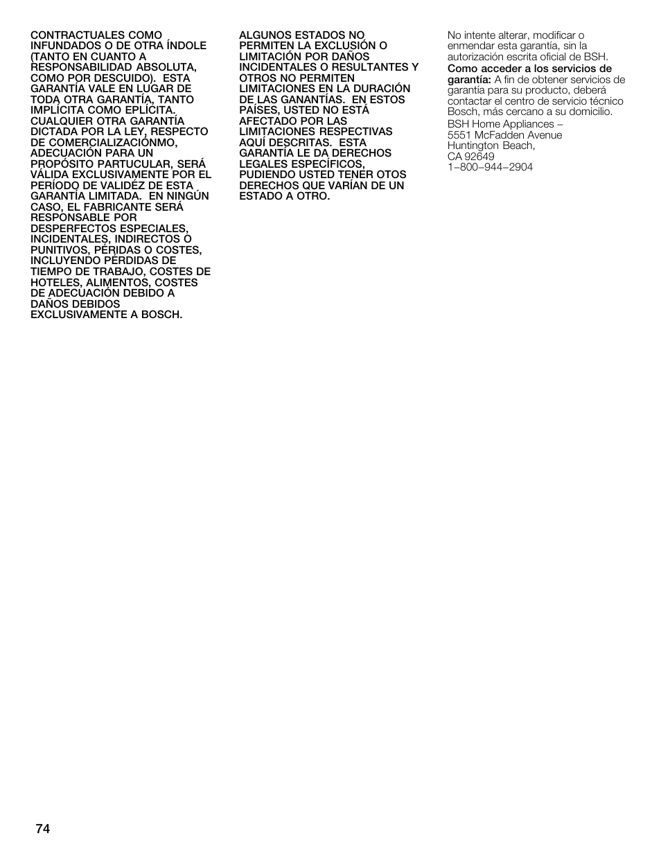 Bosch WFMC1001UC User Manual | Page 74 / 80