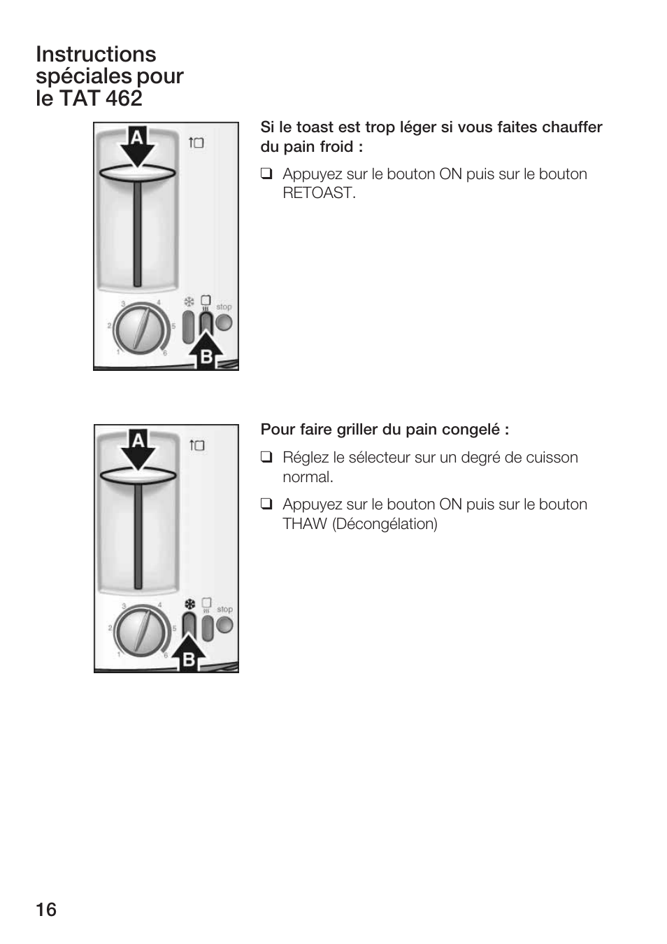 Instructions spéciales pour le tat 462 | Bosch TAT 46.. UC User Manual | Page 16 / 28