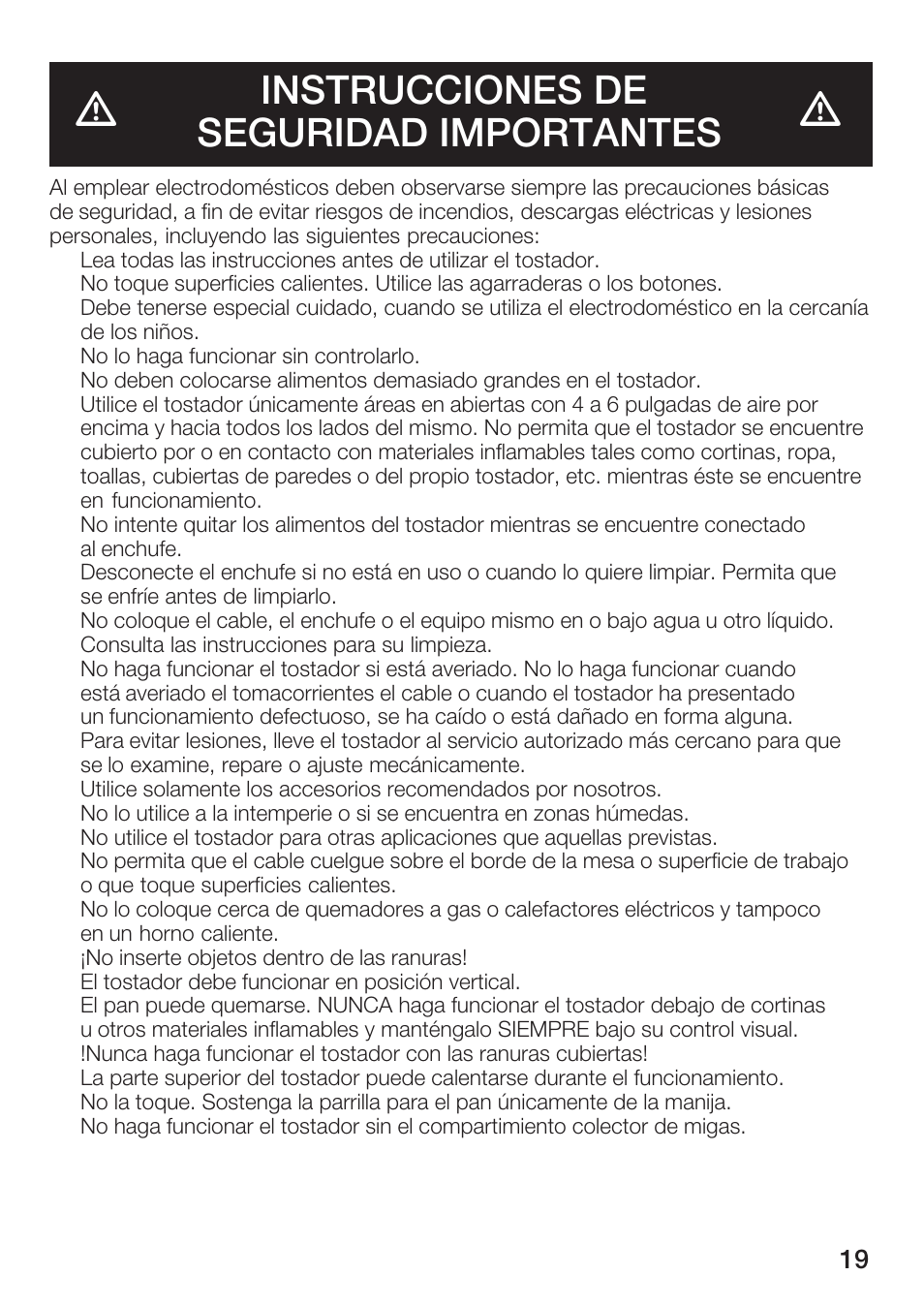 Instrucciones de seguridad importantes | Bosch TAT 46.. UC User Manual | Page 19 / 28