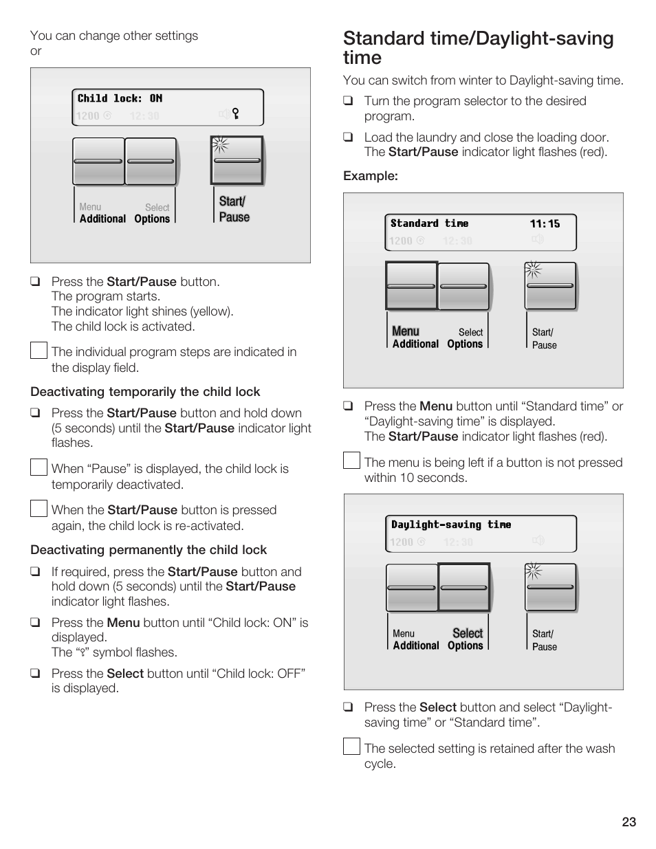 Standard time/daylightćsaving time | Bosch WFR 2450 User Manual | Page 23 / 48