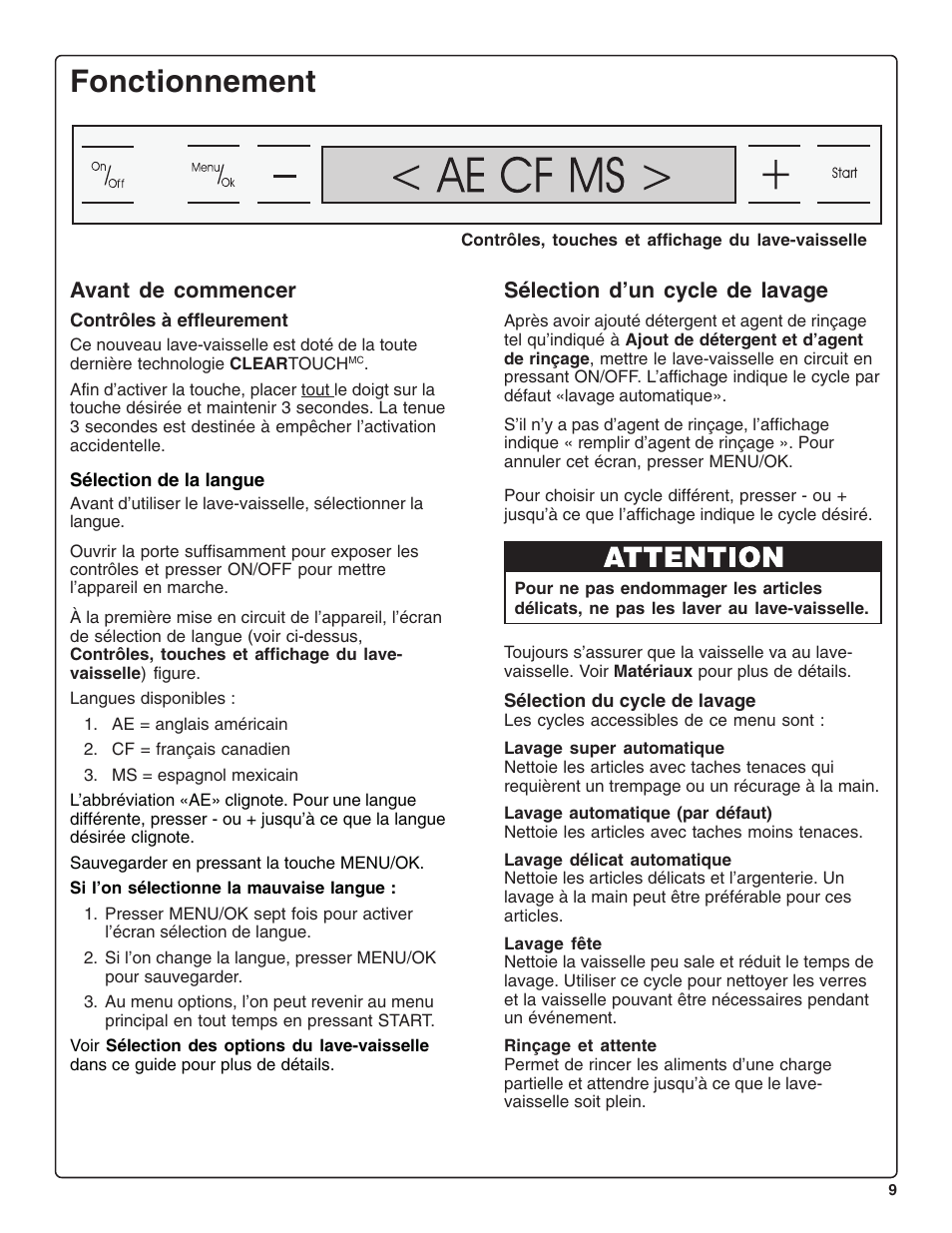 Fonctionnement, Avant de commencer, Sélection d’un cycle de lavage | Bosch SHE99CO5 User Manual | Page 33 / 74