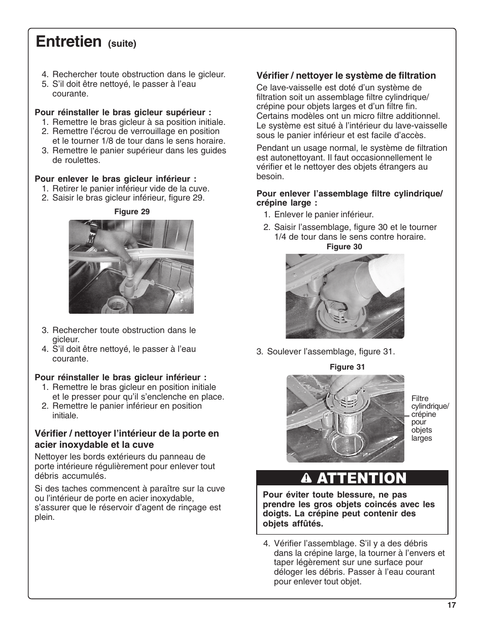 Entretien, Attention | Bosch SHE99CO5 User Manual | Page 41 / 74