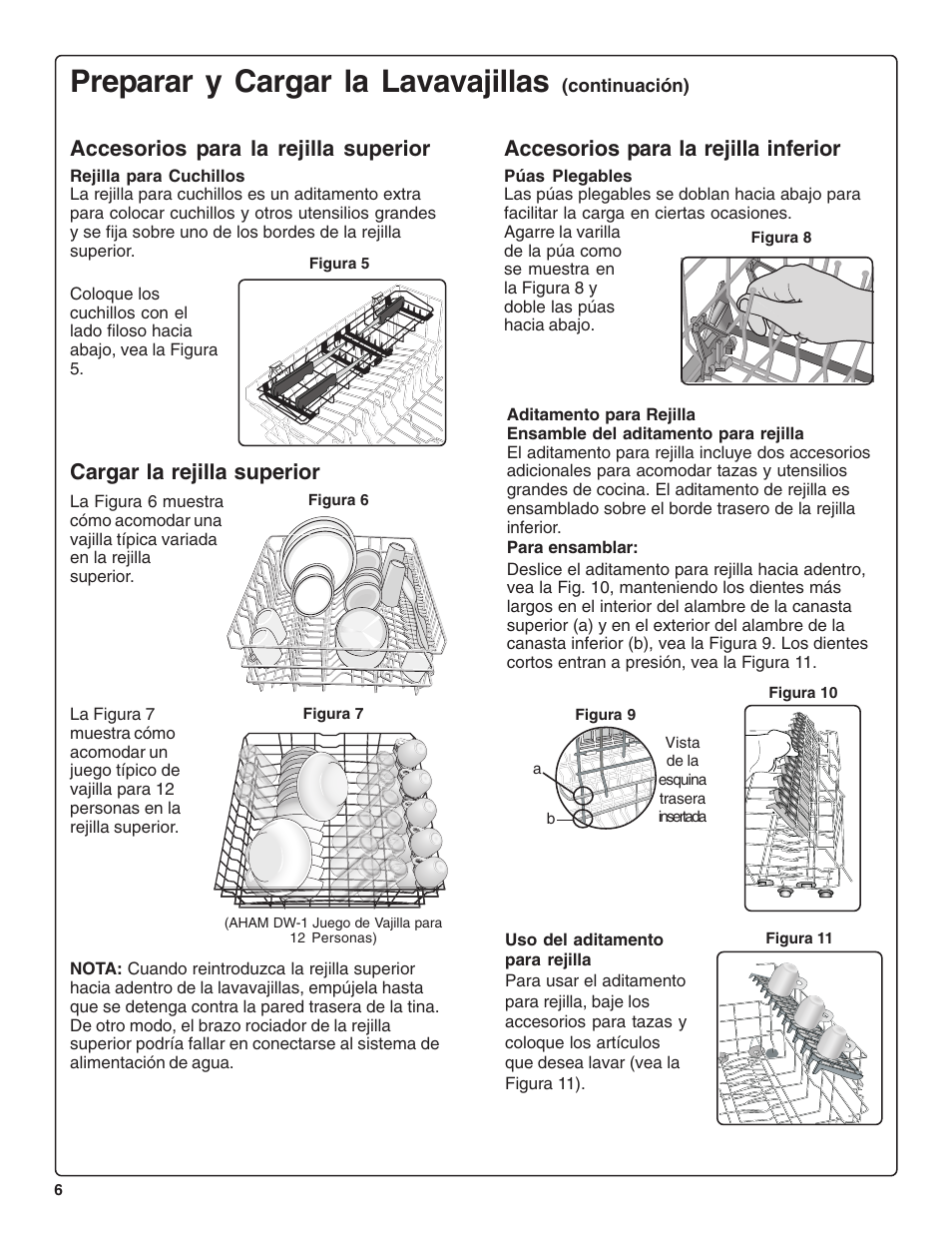 Preparar y cargar la lavavajillas, Accesorios para la rejilla inferior, Cargar la rejilla superior | Accesorios para la rejilla superior | Bosch SHE99CO5 User Manual | Page 52 / 74