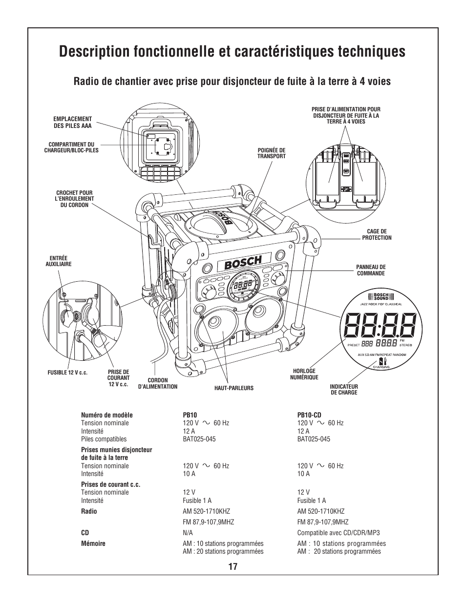 Bosch PB10-CD User Manual | Page 17 / 40