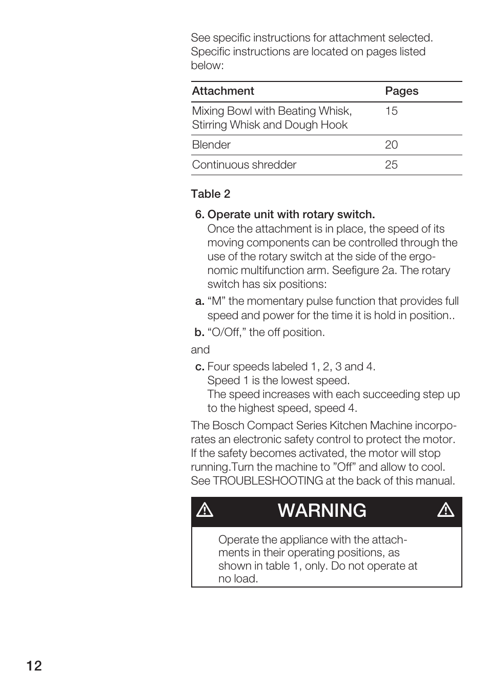 Dwarning d | Bosch MUM 4750 UC User Manual | Page 12 / 38