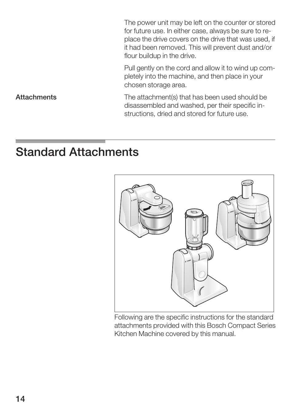 Standard attachments | Bosch MUM 4750 UC User Manual | Page 14 / 38