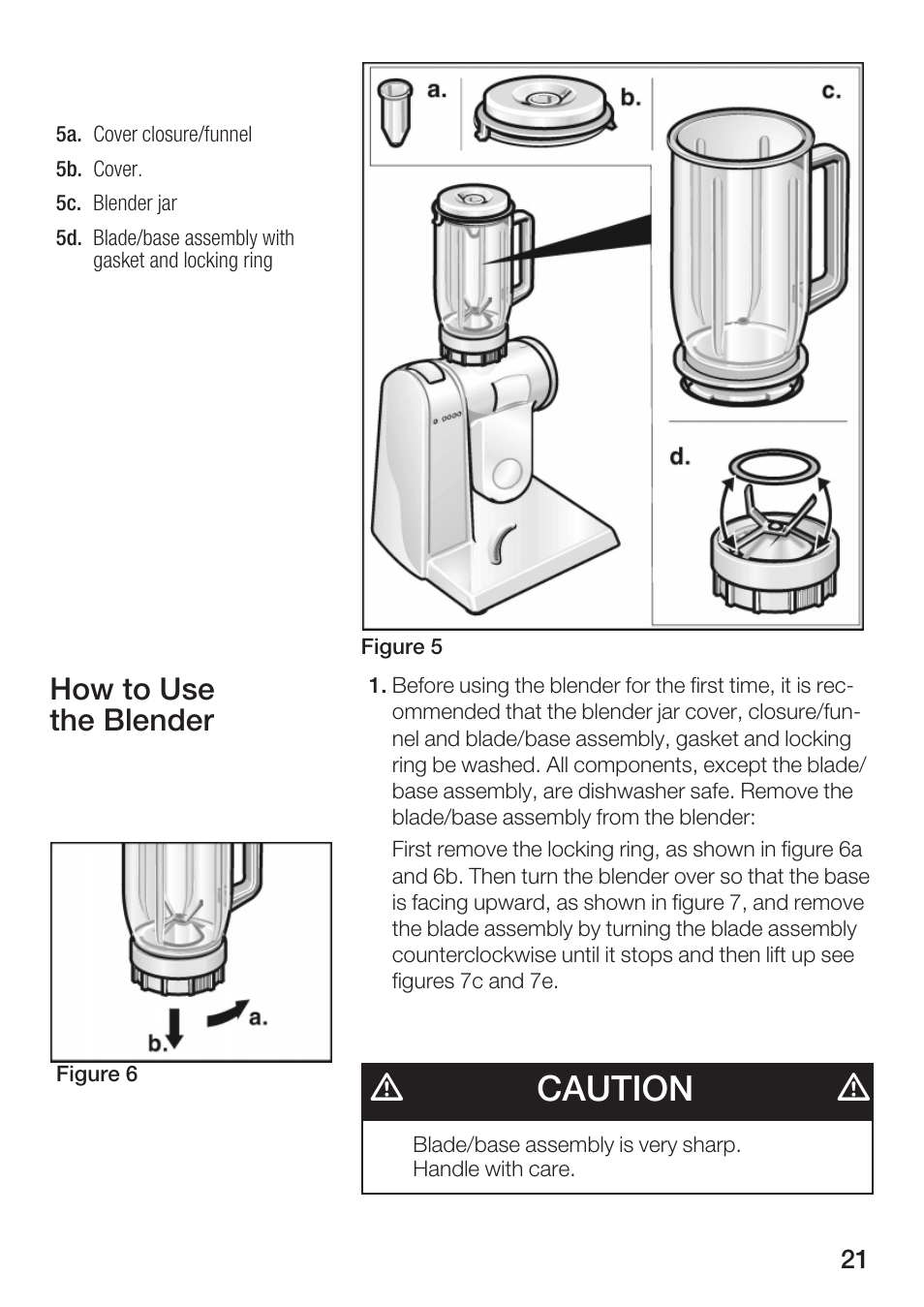 Dcaution d, How to use the blender | Bosch MUM 4750 UC User Manual | Page 21 / 38