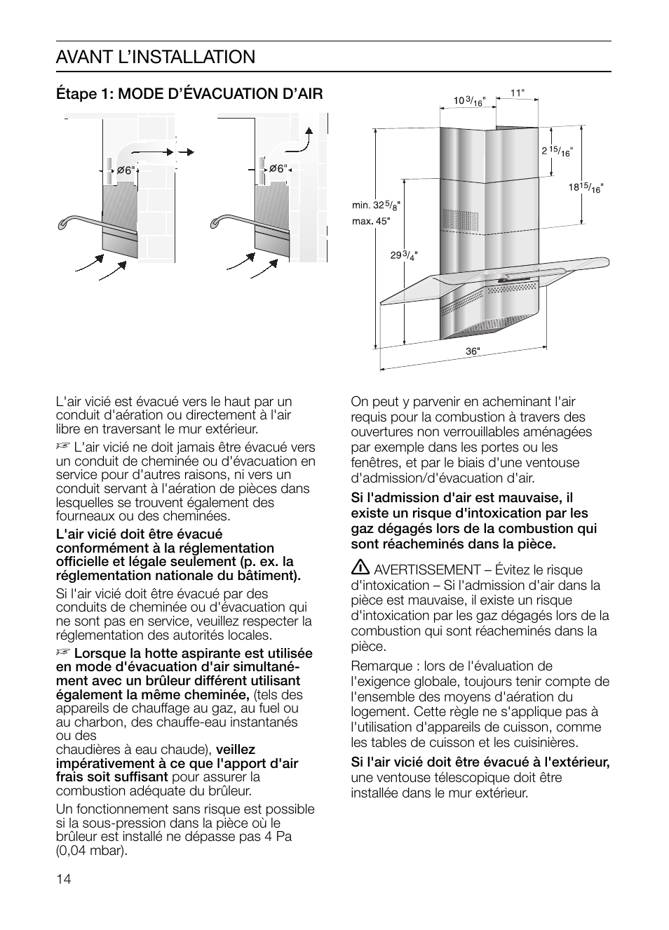 Avant l’installation | Bosch HGEW 36 FS User Manual | Page 14 / 32