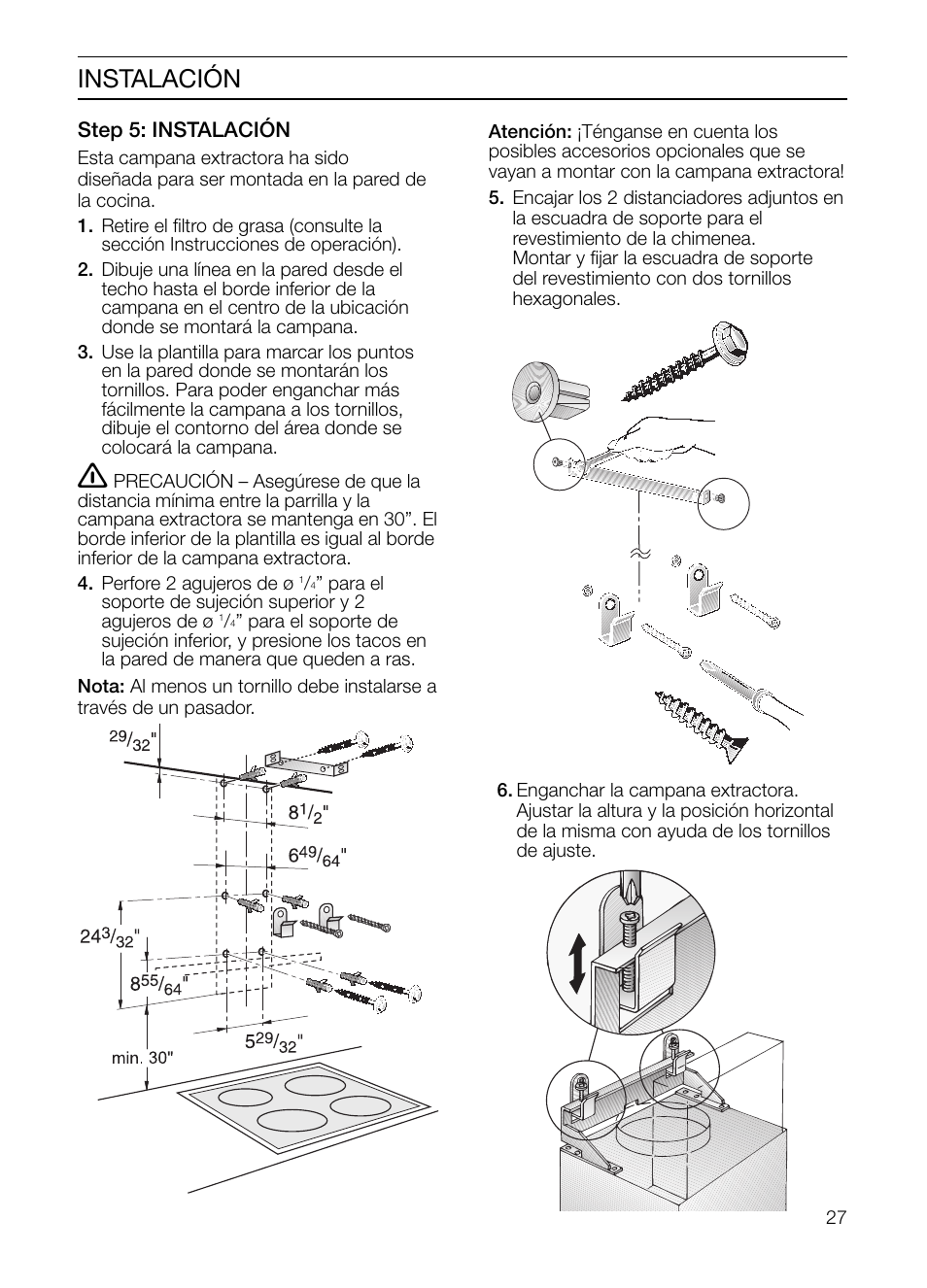 Instalación | Bosch HGEW 36 FS User Manual | Page 27 / 32