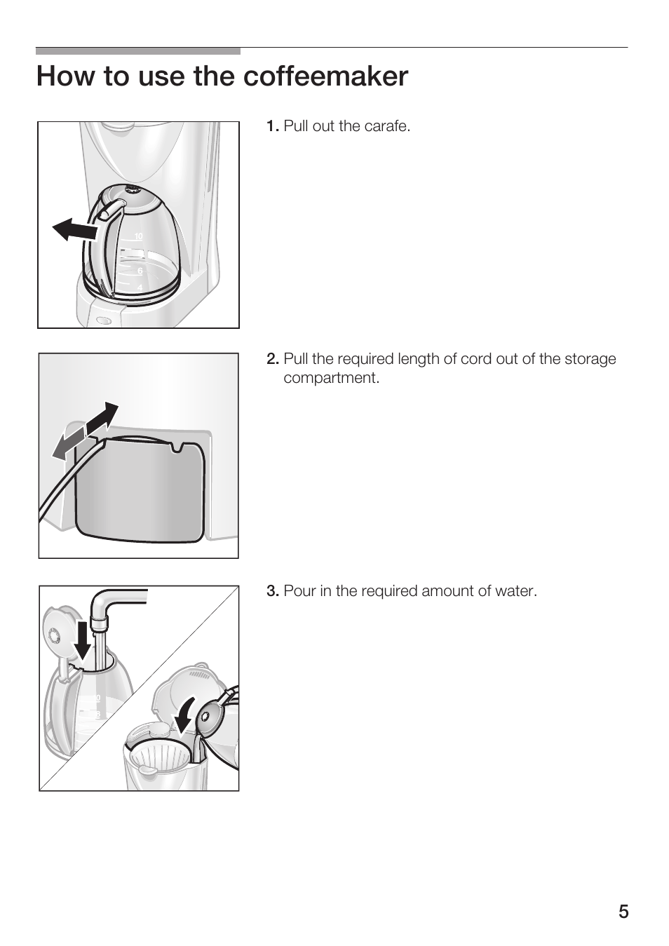 How to use the coffeemaker | Bosch TKA 280. UC User Manual | Page 5 / 13