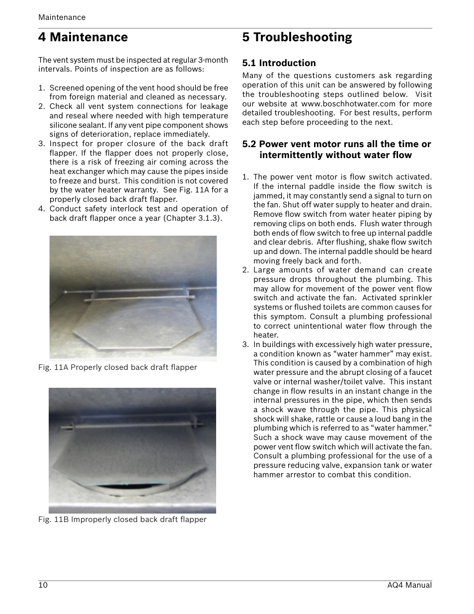 4 maintenance, 5 troubleshooting | Bosch AQ4 GWH 1600 P User Manual | Page 10 / 16