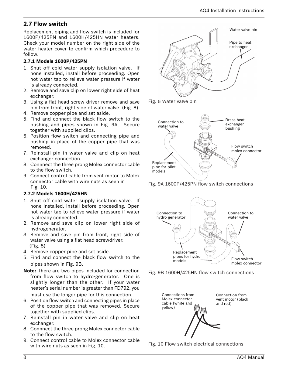 7 flow switch | Bosch AQ4 GWH 1600 P User Manual | Page 8 / 16